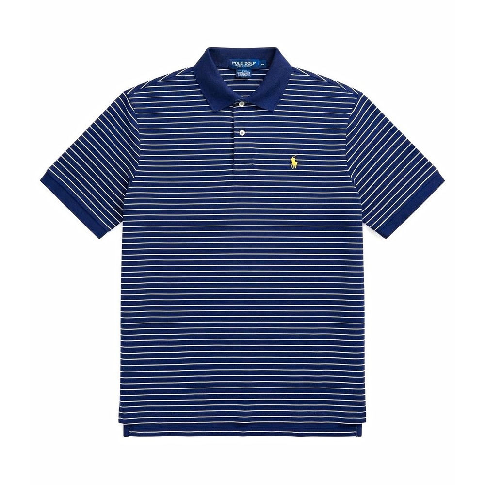 Polo Golf Ralph Lauren Preppy Mens XL Blue White Stripd Short Sleeve Cotton Polo
